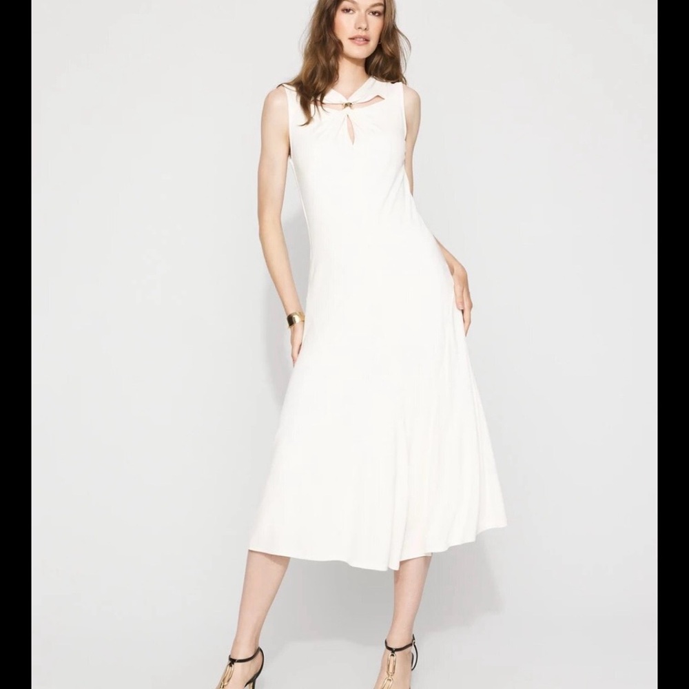 White House Black Market white Sleeveless Keyhole Midi Dress